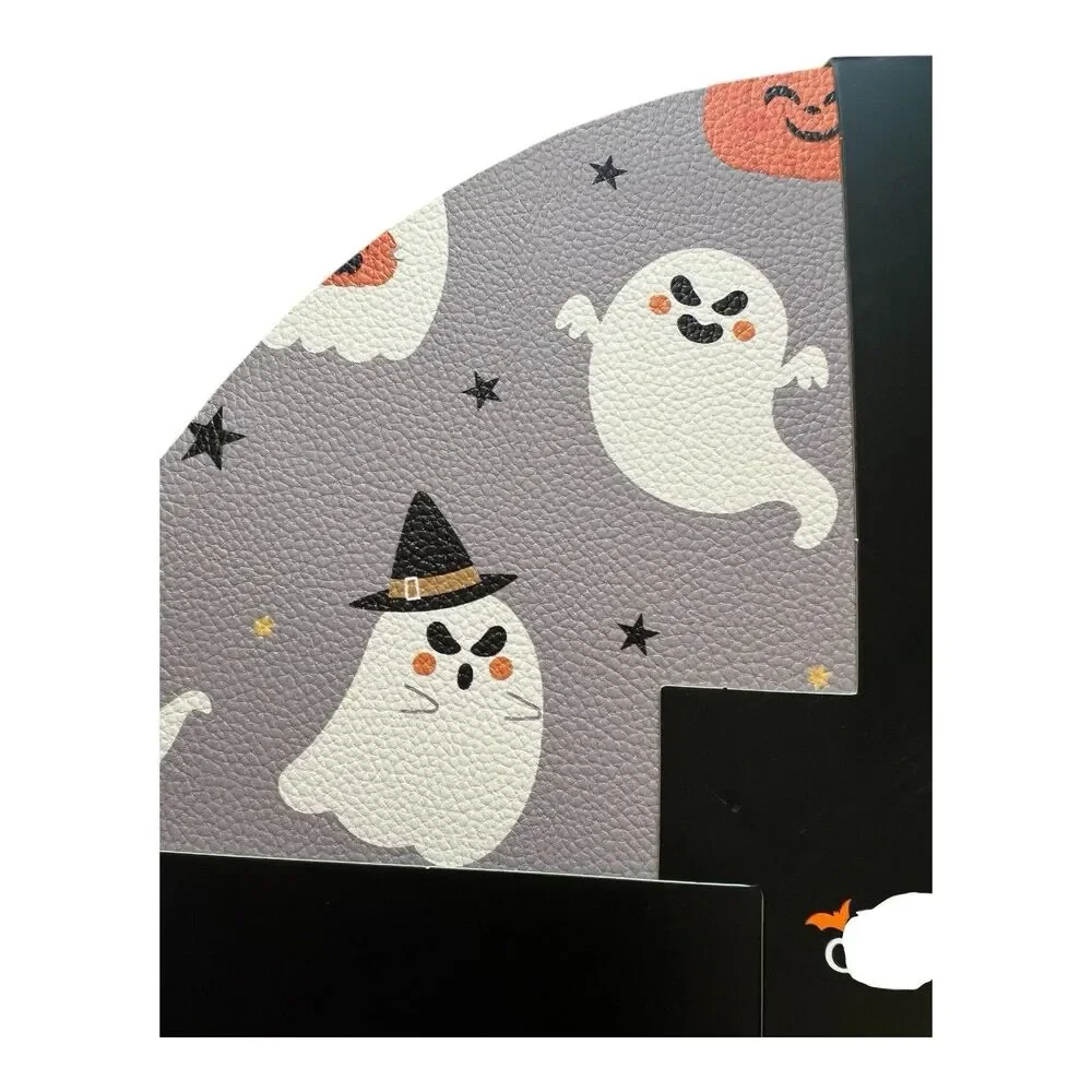 Jack O Lantern Lane Halloween Placemats (4) Grey W Fun Ghosts & Pumpkins PVC